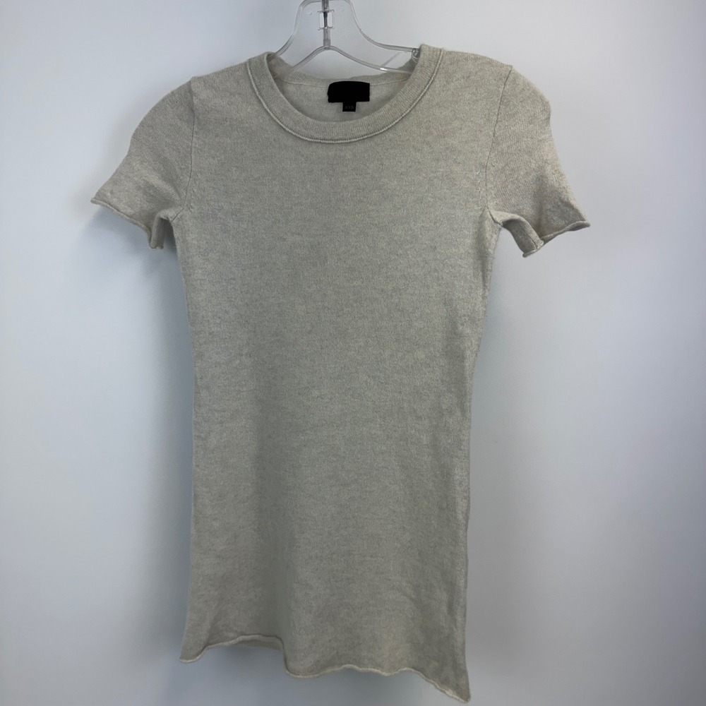 J.Crew Collection Italian Cashmere Short Sleeve Sweater Oatmeal Beige XXS